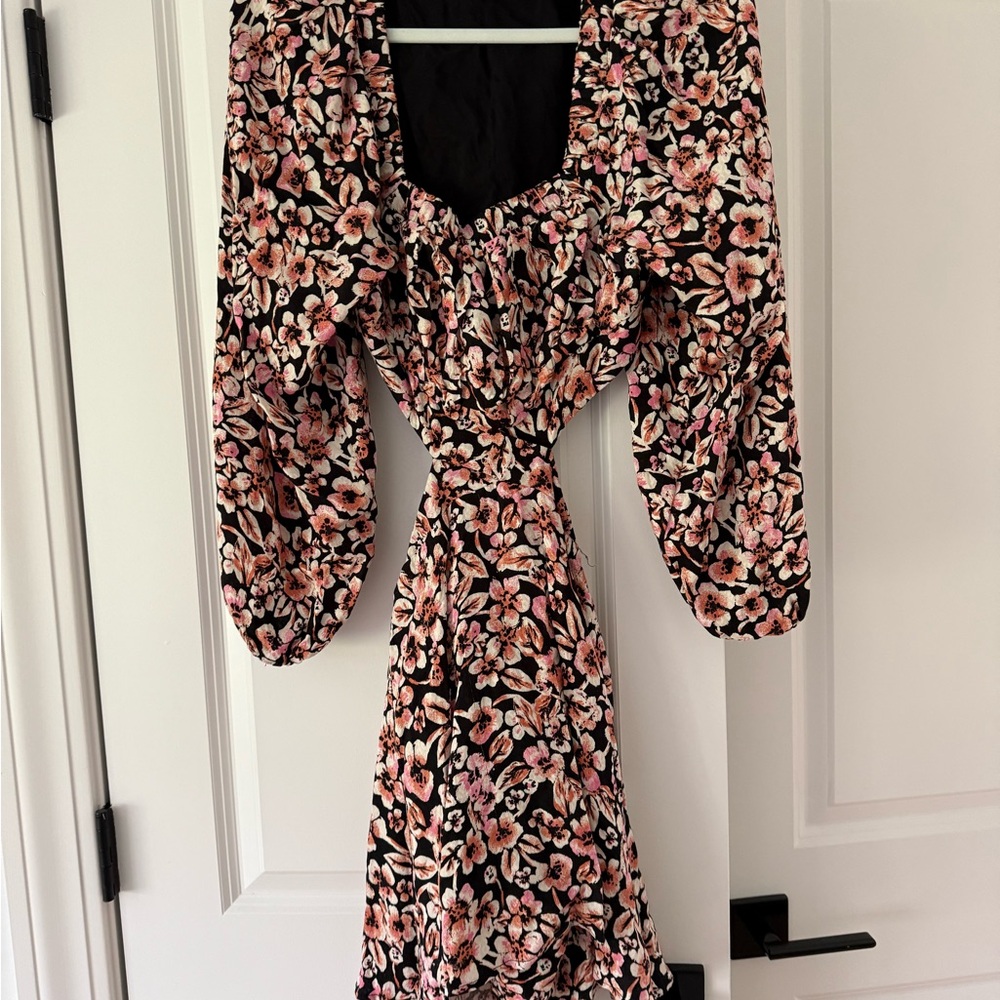 Floral Black and Pink Women's Dress- brand new never worn